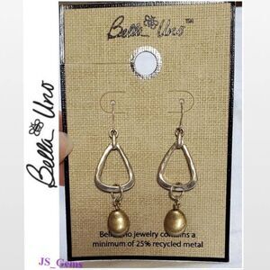 New Bella Uno Earrings Womens Jewelry Silver Triangle Gold Circle Dangle NWT